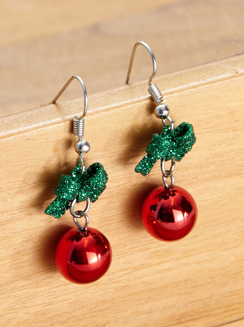 Brincos bola de Natal Vermelho - Kiabi