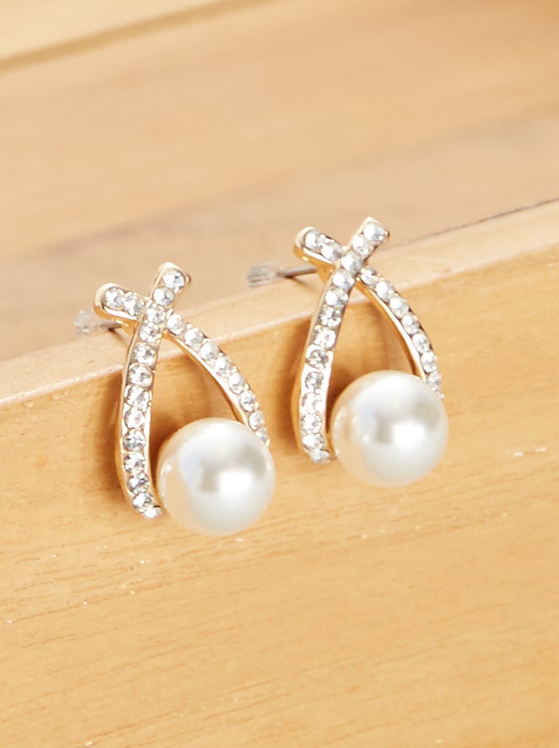 Brincos com ouropel e pérolas Dourado - Kiabi