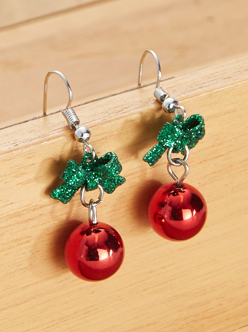 Brincos em forma de bola de Natal VERMELHO - Kiabi
