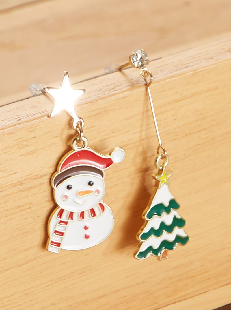 Brincos em forma de 'pinheiro homem de neve' Multicor - Kiabi