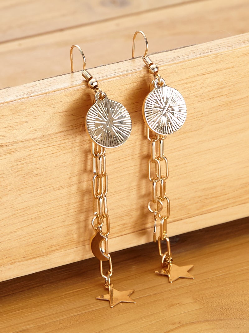 Brincos pendentes corrente e estrelas Dourado - Kiabi
