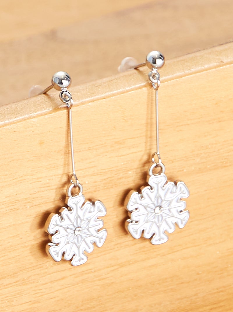 Brincos pendentes 'floco de neve' BRANCO - Kiabi