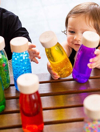 Brinquedo bebê conjunto com 3 garrafas sensoriais | petit boum