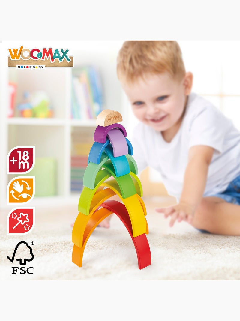 Brinquedo de construção de madeira WOOMAX XL Rainbow N/D - Kiabi