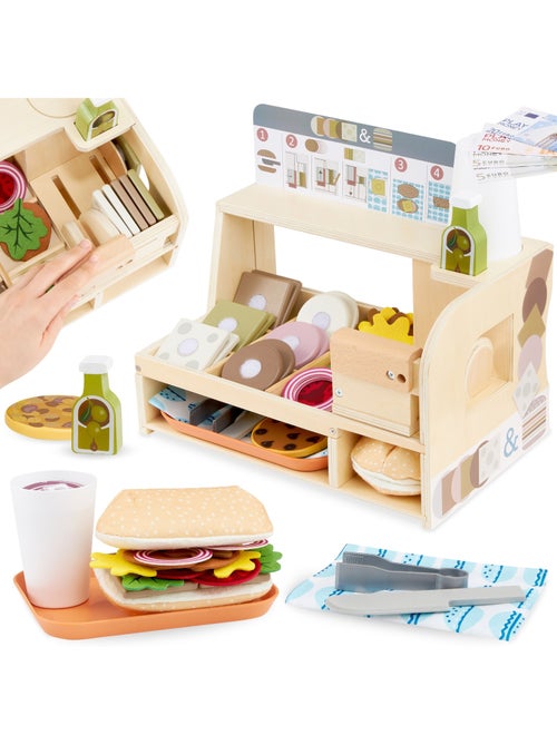 Brinquedo de madeira para fazer sanduíches – restaurante infantil com acessórios - Kiabi
