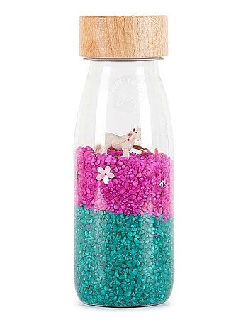 Brinquedo sensorial garrafa com som para bebê | petit boum