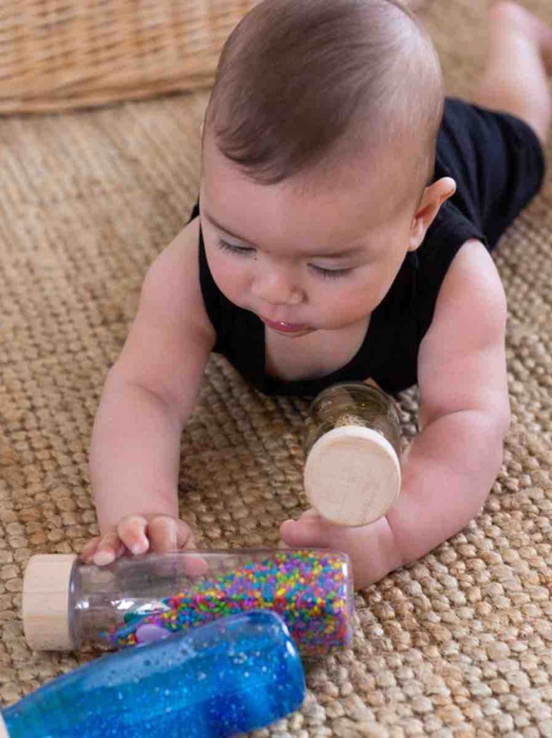 Brinquedo sensorial garrafa para bebê spy | petit boum Azul - Kiabi