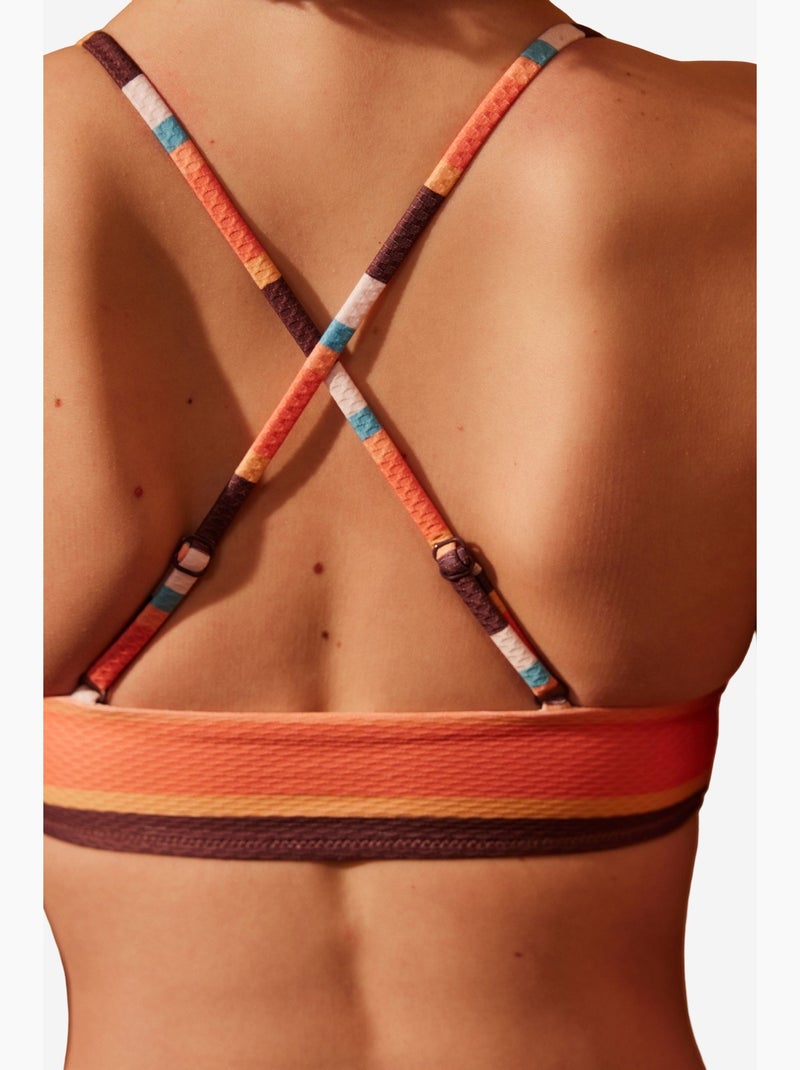 Brisa bralette de biquíni às riscas penti Branco Laranja - Kiabi