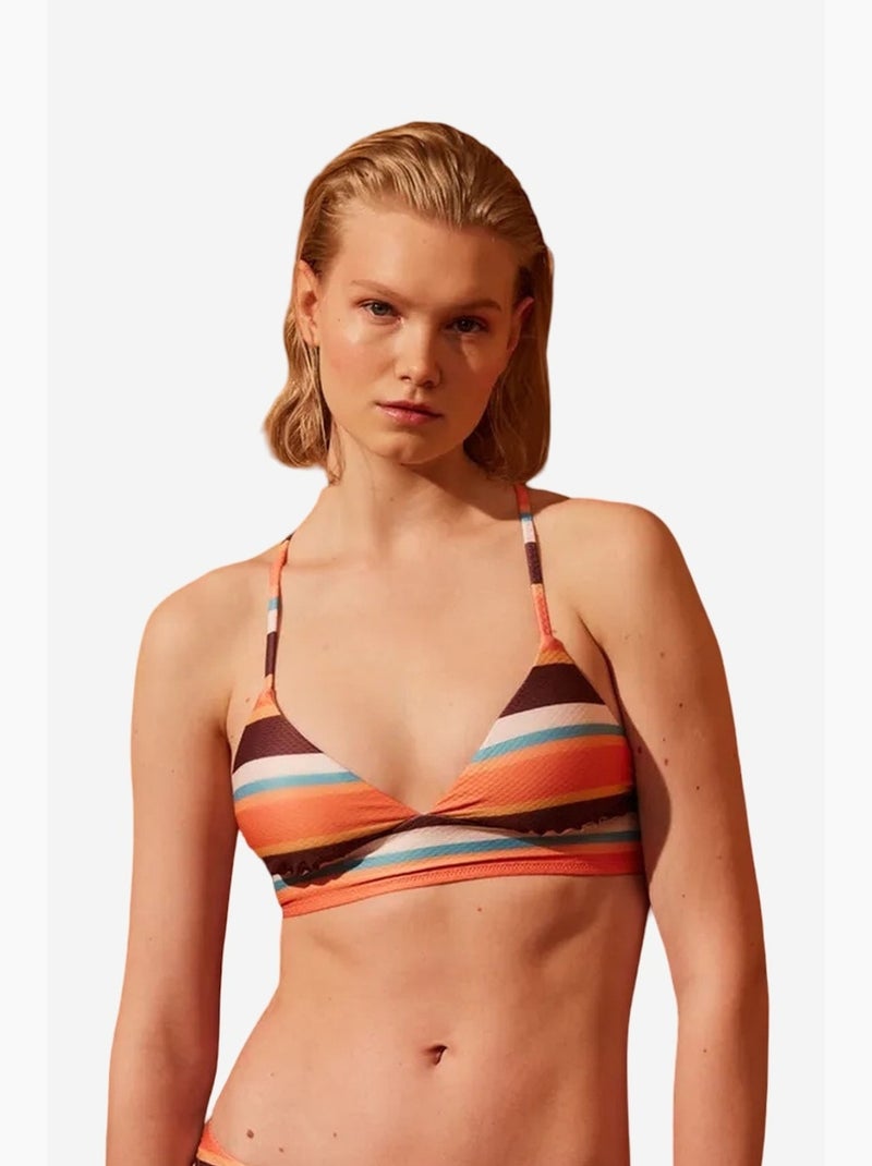 Brisa bralette de biquíni às riscas penti Branco Laranja - Kiabi