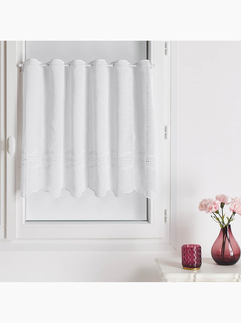Brise bise bordado com aberturas em forma de escada Branco - Kiabi