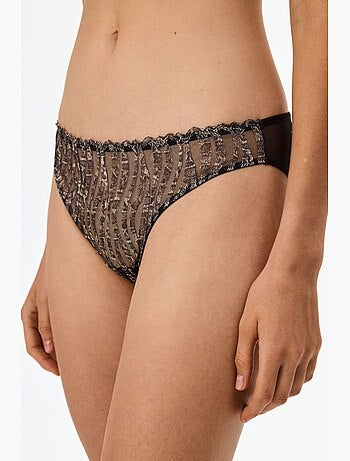 Broiderie cueca slip com padrão de serpente penti