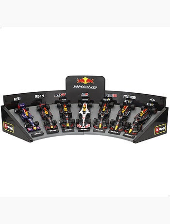 Burago conjunto de 7 carros de coleção f1 red bull 1:43 com exposição