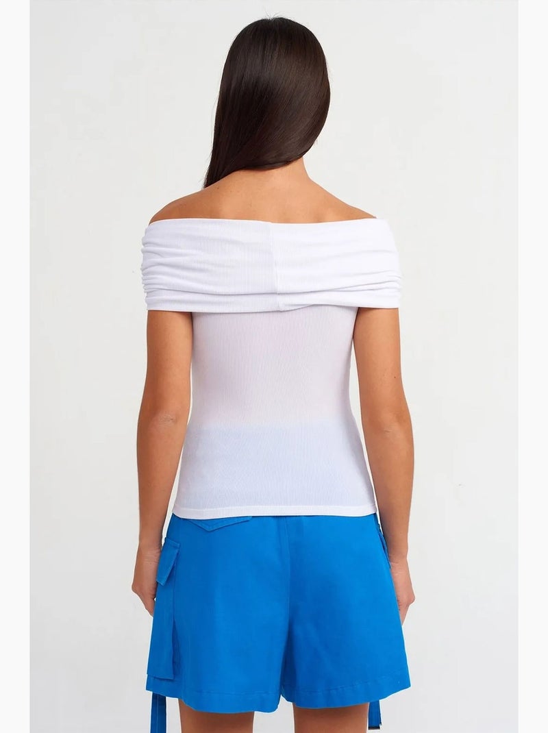 Bustier ajustado canelado ombros descobertos dilvin Branco - Kiabi
