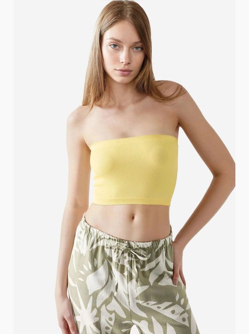 Bustier curto canelado ajustado hiccup - Kiabi Bustier curto canelado ajustado hiccup - Kiabi