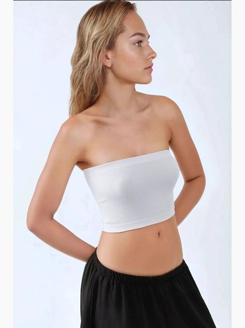 Bustier curto canelado ajustado hiccup - Kiabi