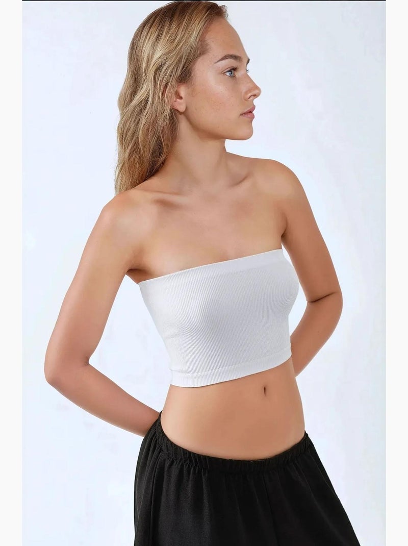 Bustier curto canelado ajustado hiccup Branco - Kiabi