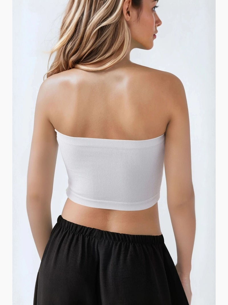 Bustier curto canelado ajustado hiccup Branco - Kiabi