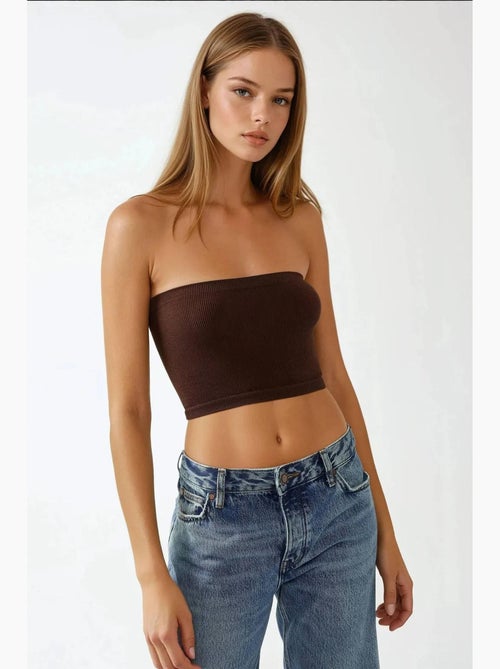 Bustier curto canelado ajustado hiccup - Kiabi