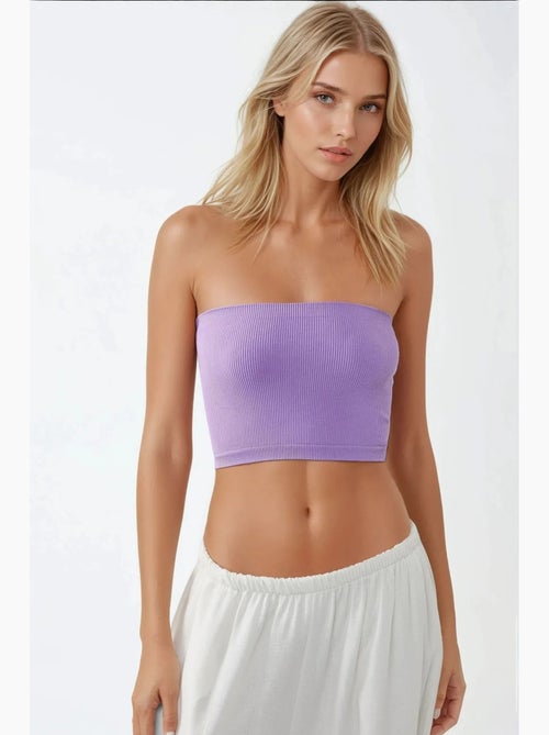 Bustier curto canelado ajustado hiccup - Kiabi Bustier curto canelado ajustado hiccup - Kiabi