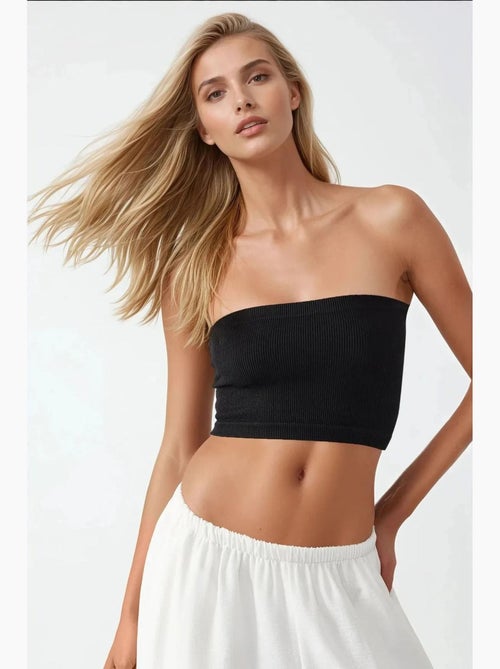 Bustier curto canelado ajustado hiccup - Kiabi