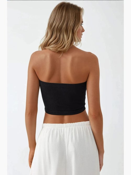 Bustier curto canelado ajustado hiccup - Kiabi