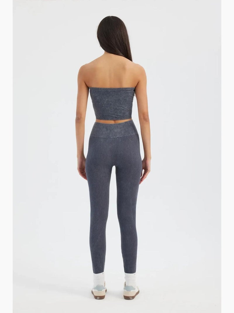Bustier curto canelado lavado hiccup Cinza - Kiabi