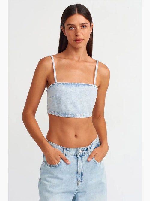 Bustier curto em ganga dilvin - Kiabi