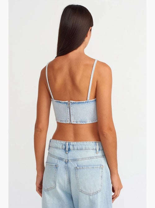 Bustier curto em ganga dilvin - Kiabi