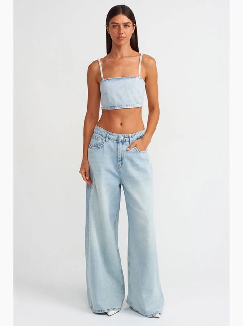 Bustier curto em ganga dilvin - Kiabi