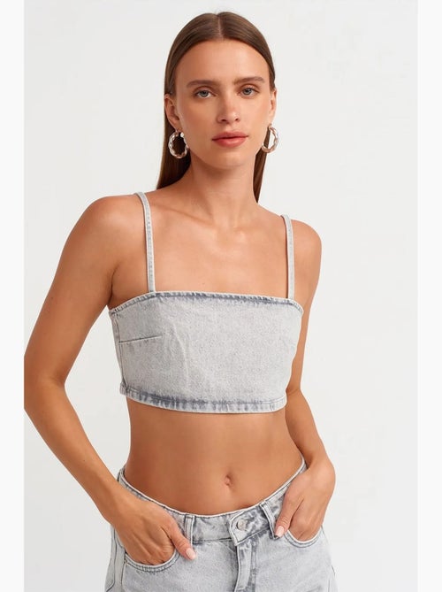 Bustier curto em ganga dilvin - Kiabi