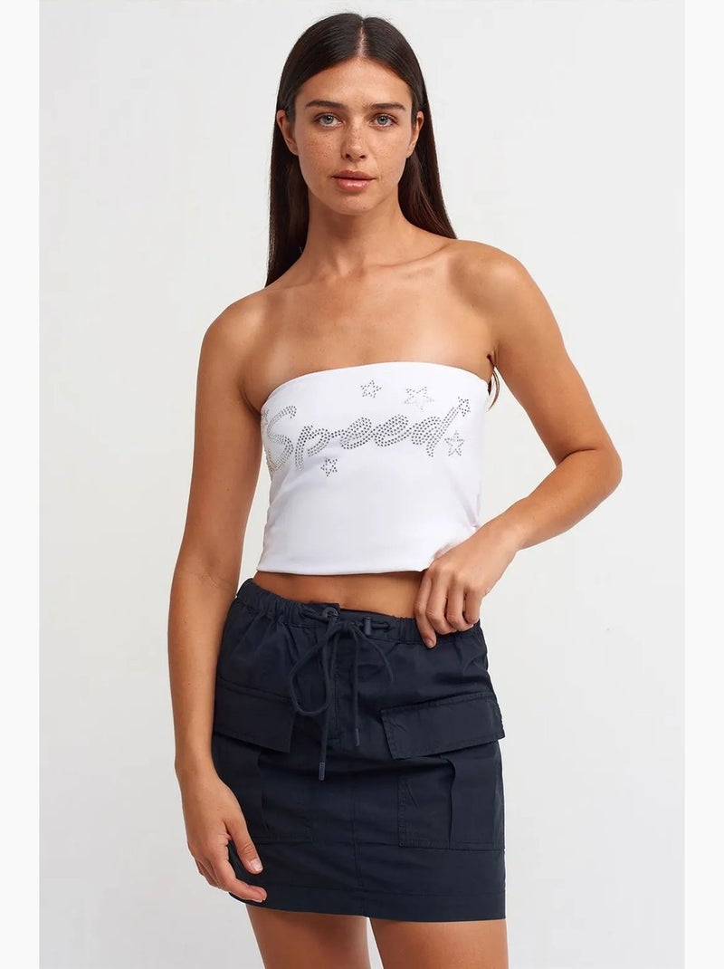 Bustier curto justo com strass dilvin Branco - Kiabi
