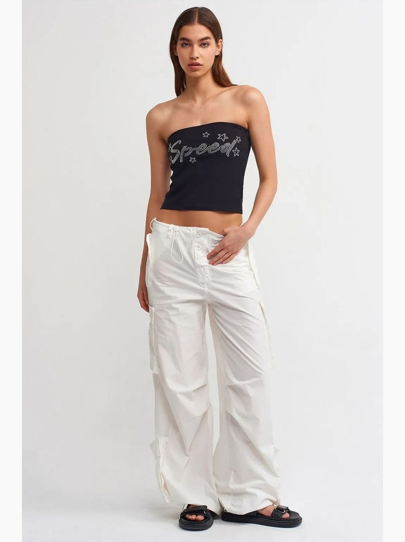 Bustier curto justo com strass dilvin Preto - Kiabi