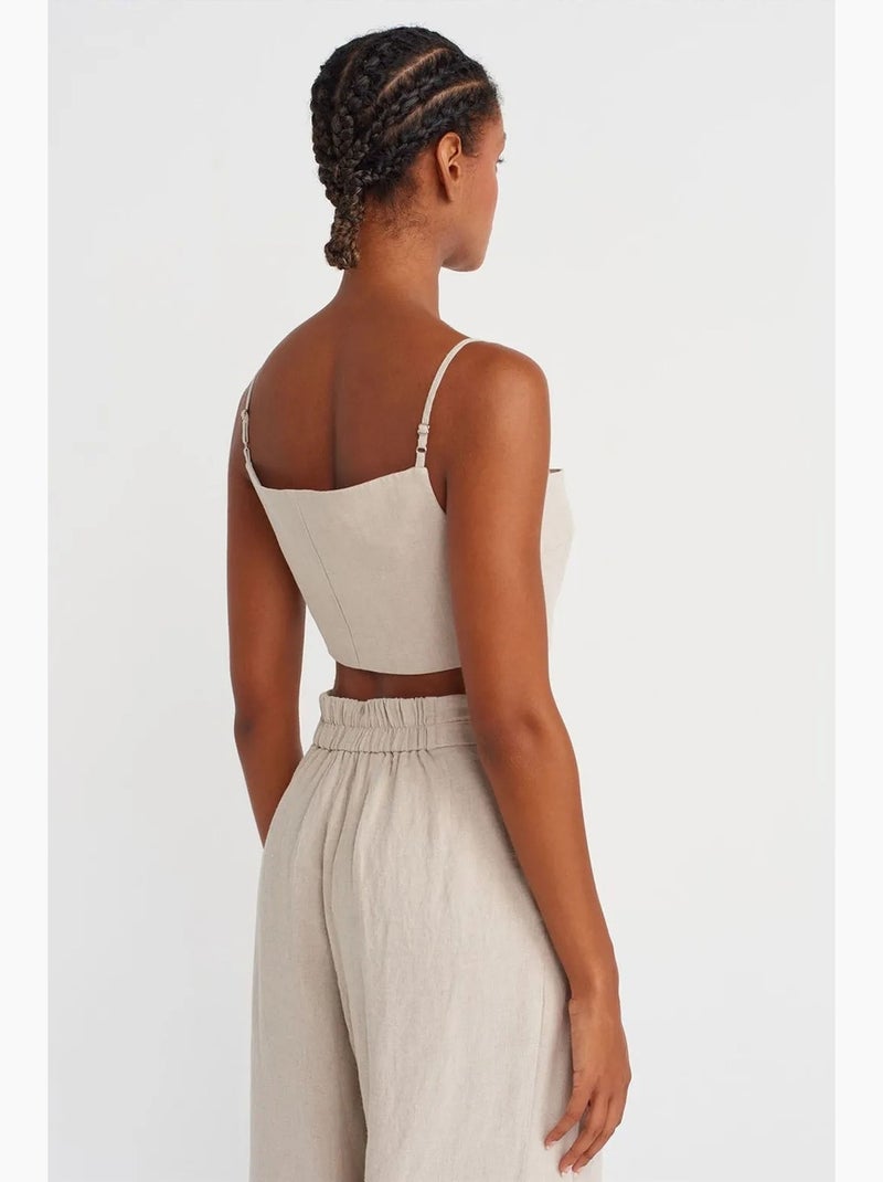 Bustier curto linho misto dilvin Bege natural - Kiabi