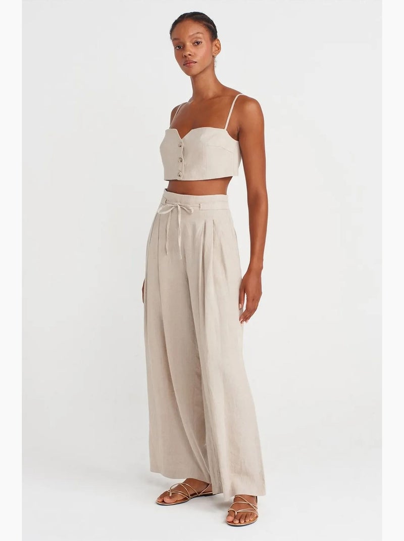 Bustier curto linho misto dilvin Bege natural - Kiabi