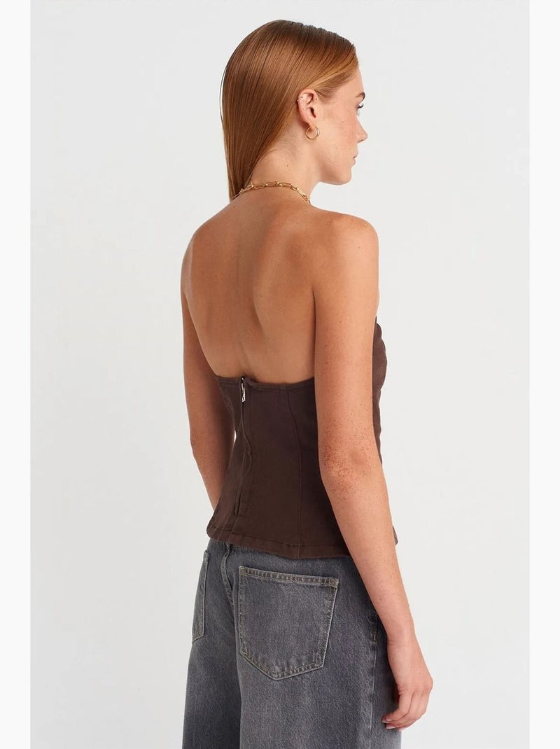 Bustier peplum ajustado dilvin Castanho-chocolate - Kiabi