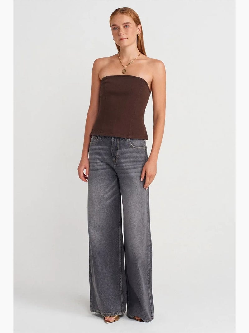 Bustier peplum ajustado dilvin Castanho-chocolate - Kiabi