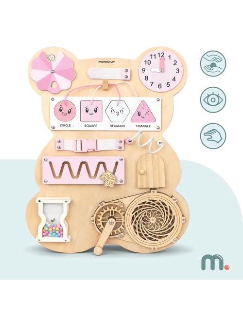 Busy board de madeira urso rosa montessori teddy board mamabrum - Kiabi Busy board de madeira urso rosa montessori teddy board mamabrum - Kiabi