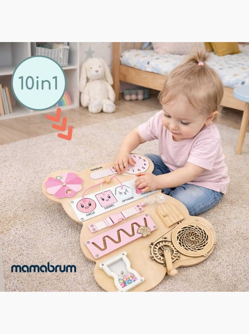 Busy board de madeira urso rosa montessori teddy board mamabrum - Kiabi Busy board de madeira urso rosa montessori teddy board mamabrum - Kiabi