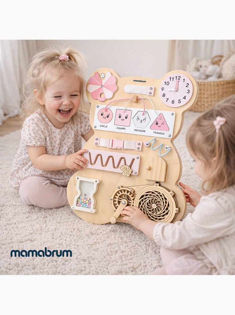 Busy board de madeira urso rosa montessori teddy board mamabrum N/D - Kiabi