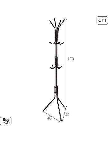 Cabide de parede max home 45x40x170 cm metal com 12 cabides