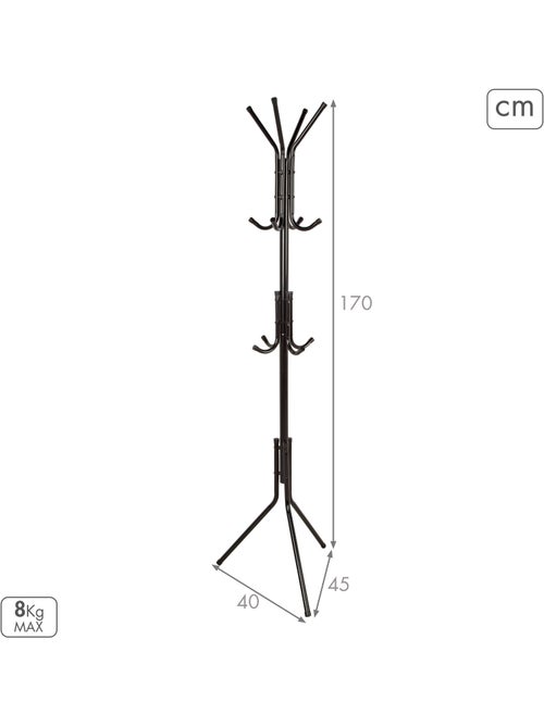 Cabide de parede max home 45x40x170 cm metal com 12 cabides - Kiabi