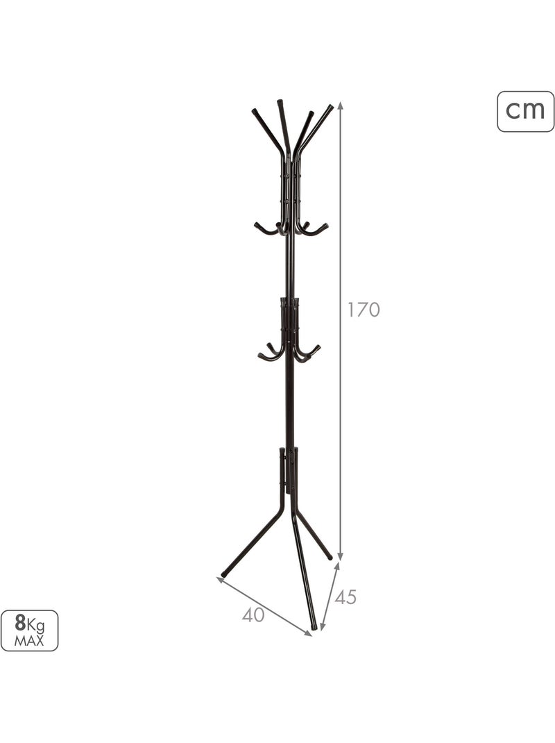 Cabide de parede max home 45x40x170 cm metal com 12 cabides Preto - Kiabi