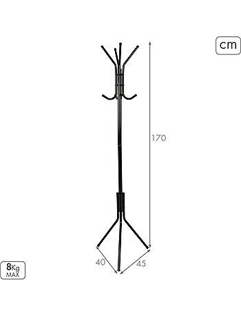 Cabide de parede max home 45x40x170 cm metal com 8 cabides