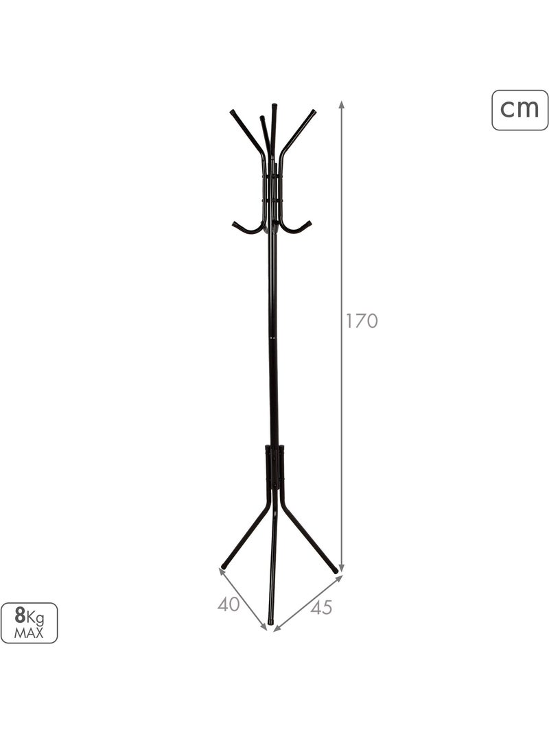 Cabide de parede max home 45x40x170 cm metal com 8 cabides Preto - Kiabi