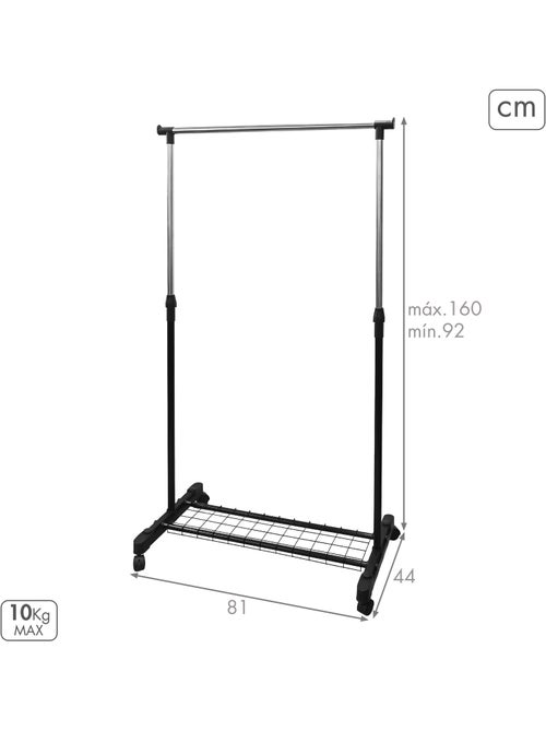 Cabideiro max home com altura ajustável, rodas e suporte inferior - Kiabi