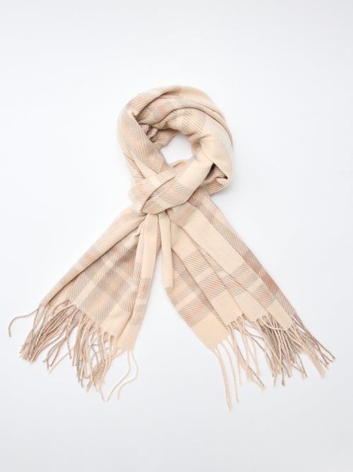 Cachecol aos quadrados com franjas - Kiabi