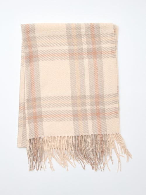 Cachecol aos quadrados com franjas - Kiabi