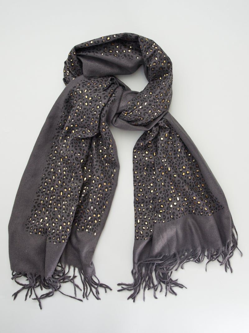 Cachecol com franjas 'leopardo' CINZA - Kiabi