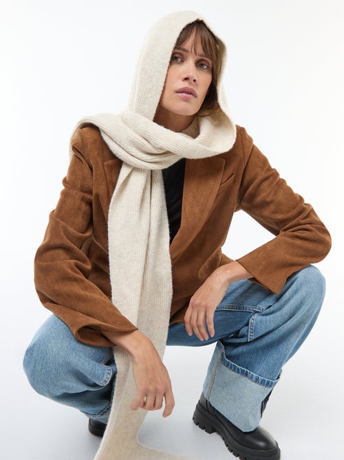 Cachecol de tricô com capuz integrado - Kiabi