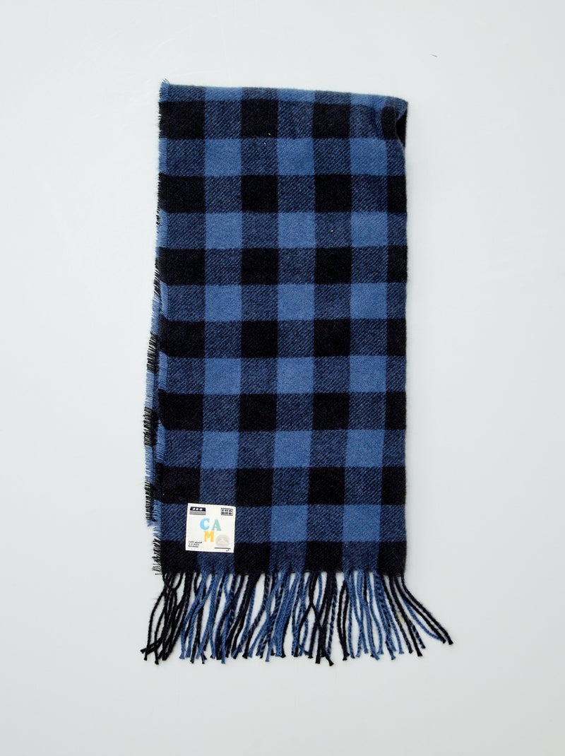 Cachecol e gorro em xadrez AZUL - Kiabi